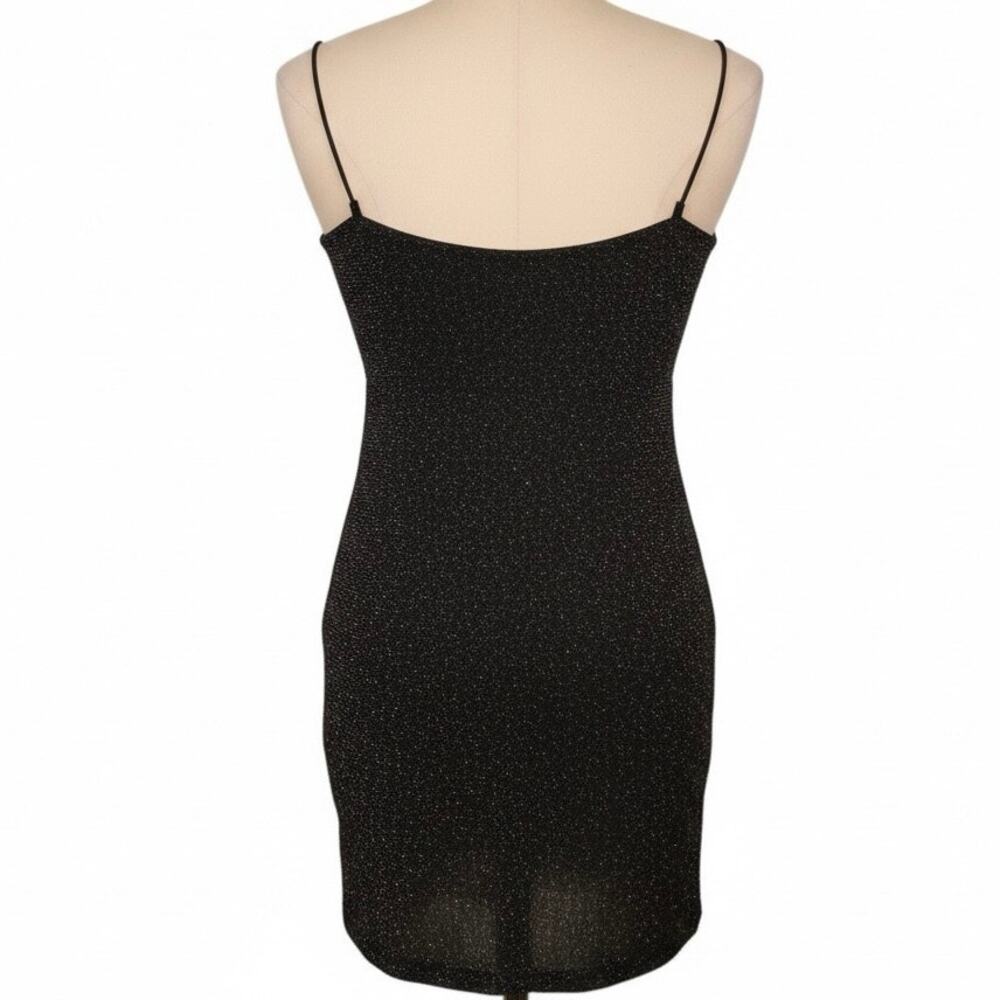 Showpo “Explain It To Me” Mini Dress Black Glitter Cowl Neck Slip Dress Size 0 - Picture 3 of 4